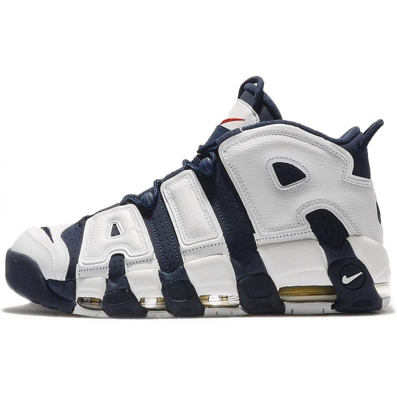 Nike Air More Uptempo (Olympic) Blanc/Or métallique-Rouge uni-Bleu marine