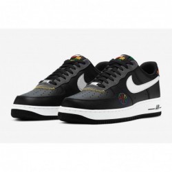 Chaussures de basket-ball NIKE Air Force '07 Lv8 pour hommes, noir/blanc/gris foncé/universitaire