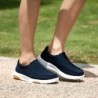 Chaussures de marche orthopédiques OrthoComfoot pour hommes avec soutien de la voûte plantaire : mocassins à enfiler en cuir sué