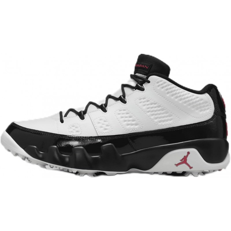 Chaussures de golf Air Jordan 9 G (FJ5934-100, blanc/noir/rouge véritable)